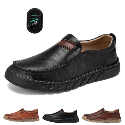 Ledermokassins, Slip-On-Mokassins Für Herren, Orthopädische, Bequeme Laufschuhe Mit Fußgewölbeunterstützung Für Herren Bei Plantarfasziitis (Schwarz,EU 38) von BIUBIULOVE