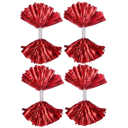 BIUDECO 4 Stück Aufmunternde Pompons zum Tanzen Folienbommel Cheerleader-Requisite Cheerleading Pompoms Cheerleading-Pompons Pom Poms Cheerleading Cheerleader-Pompons das Haustier rot von BIUDECO