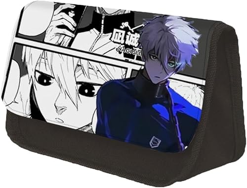 BJMAND Isagi Yoichi Federmäppchen mit blauem Verschluss, große Kapazität, Anime-Schreibwaren-Tasche, Doppelreißverschluss, tragbarer Schreibtisch-Organizer für Teenager, Jungen, Mädchen, Typ8, von BJMAND