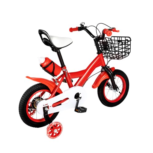BJTDLLX 12 Zoll Kinderfahrrad Fahrrad für 2-4 Jahre Mädchen & Jungen, Fahrrad mit Stützrädern Outdoor-Kinderfahrräder Höhenverstellbar 3 Rad Kinderfahrrad Fahrrad, Tragfähigkeit 40kg (Rot) von BJTDLLX