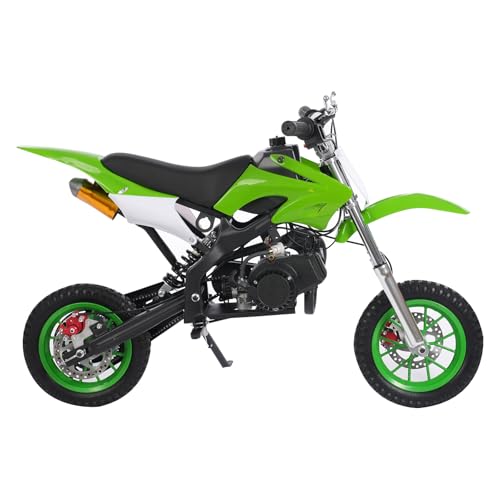 BJTDLLX 8 Zoll Motorrad Kinder Dirt Bike für Mädchen & Jungen, 49CC Kindermotorrad 2-Takt Pocket Bike, Kinder Dirt Bike für 6-16 Jahren Mädchen & Jungen, Kinder Motocross Outdoor(Grün) von BJTDLLX