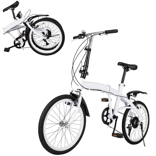 BJTDLLX Klapprad 20 Zoll Klappfahrrad Erwachsene | Premium Faltrad | 7 Gang Weiß Fahrrad, Deluxe Doppel-V-Bremse Karbonstahl Fahrräder Bicycle Bike Bis 90KG, Höhenverstellbar BJTDLLX Klapprad 20 Zoll Klappfahrrad Erwachsene | Premium Faltrad | 7 Gang Weiß Fahrrad, Deluxe Doppel-V-Bremse Karbonstahl Fahrräder Bicycle Bike Bis 90KG, Höhenverstellbar von BJTDLLX