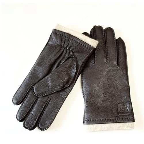 BKEKM Handschuhe Warme Handschuhe für Herren, Handschuhe für kaltes Wetter, Winddicht, gefüttert, dicke Winterhandschuhe, Wollfutter, Fahrradhandschuhe, warme Lederhandschuhe weich von BKEKM