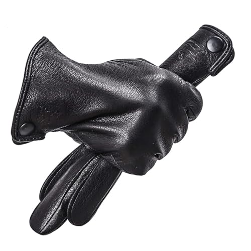 Handschuhe Herren Leder Warme Handschuhe Mode Winter Black Touch Handschuhe Winterhandschuhe Winddicht Gefüttert Dicke Fahrradhandschuhe 1 Paar weich von BKEKM