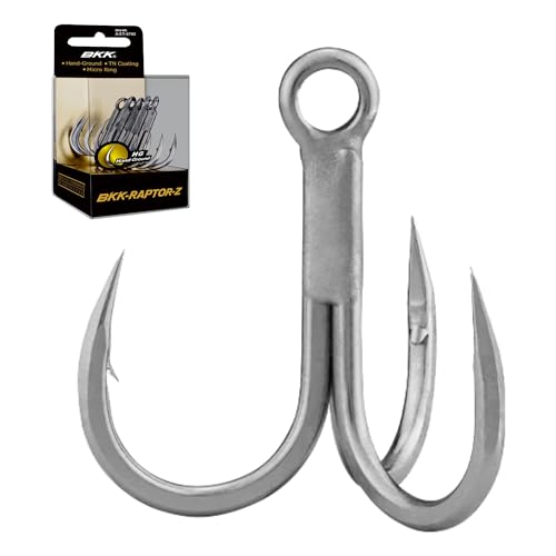 BKK Raptor-Z Drillingshaken, 4/0, 5er-Pack, 4 Stück, salzwasserbeständig, helle Zinnbeschichtung, handgeschliffene Spitze, robuster Köderhaken, Popping, Stickbaits BKK Raptor-Z Drillingshaken, 4/0, 5er-Pack, 4 Stück, salzwasserbeständig, helle Zinnbeschichtung, handgeschliffene Spitze, robuster Köderhaken, Popping, Stickbaits von BKK