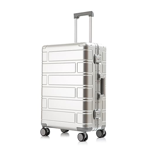 BKRJBDRS Koffer Ganzmetall-Koffer aus Aluminium-Magnesium-Legierung mit Universalrädern Mode-Trolley-Koffer Passwort-Koffer Einfacher Koffer von BKRJBDRS
