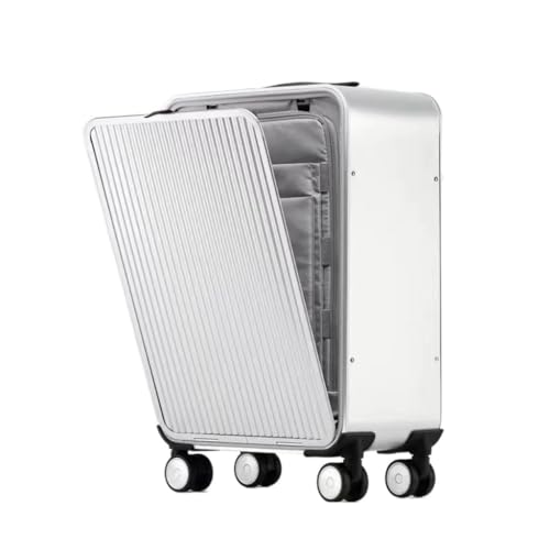BKRJBDRS Koffer aus Metall mit seitlicher Öffnung, komplett aus Aluminium und Magnesiumlegierung, Trolley, 20-Zoll-Universalräder, Kleiner Bordkoffer von BKRJBDRS