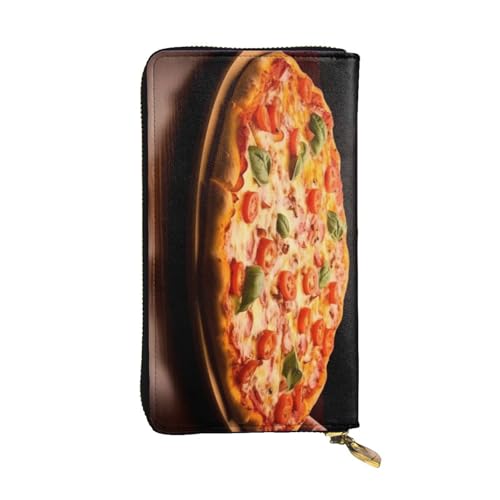 BKTRAVERPT Große Pizza-Geldbörse mit Reißverschluss, Ledergeldbörse, Clutch, Kreditkarten-Organizer für Damen, 3D-gedrucktes Muster, Leder-Handygeldbörse für Damen und Herren, 3D-Druckmuster, von BKTRAVERPT