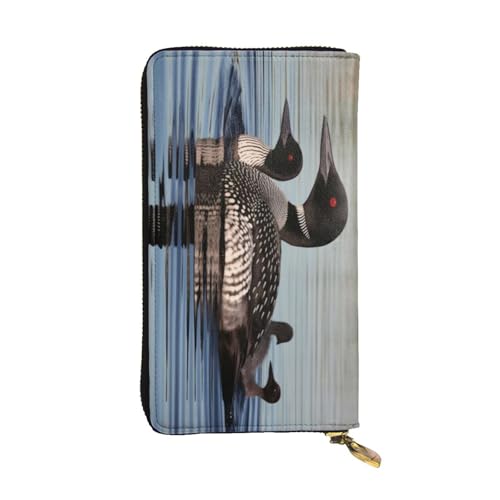 BKTRAVERPT Loon Birds Stilvolle lange Geldbörse mit Reißverschluss, Ledergeldbörse, Münzgeldbörse, Clutch, Kreditkarten-Organizer für Damen, 3D-gedrucktes Muster, Leder-Telefongeldbörse für Damen und von BKTRAVERPT