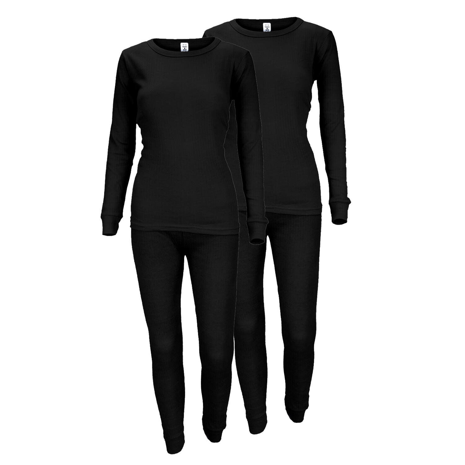 Thermounterwäsche Damen 2er Set | Hemd + Hose | Innenfleece | Schwarz von BLACK SNAKE