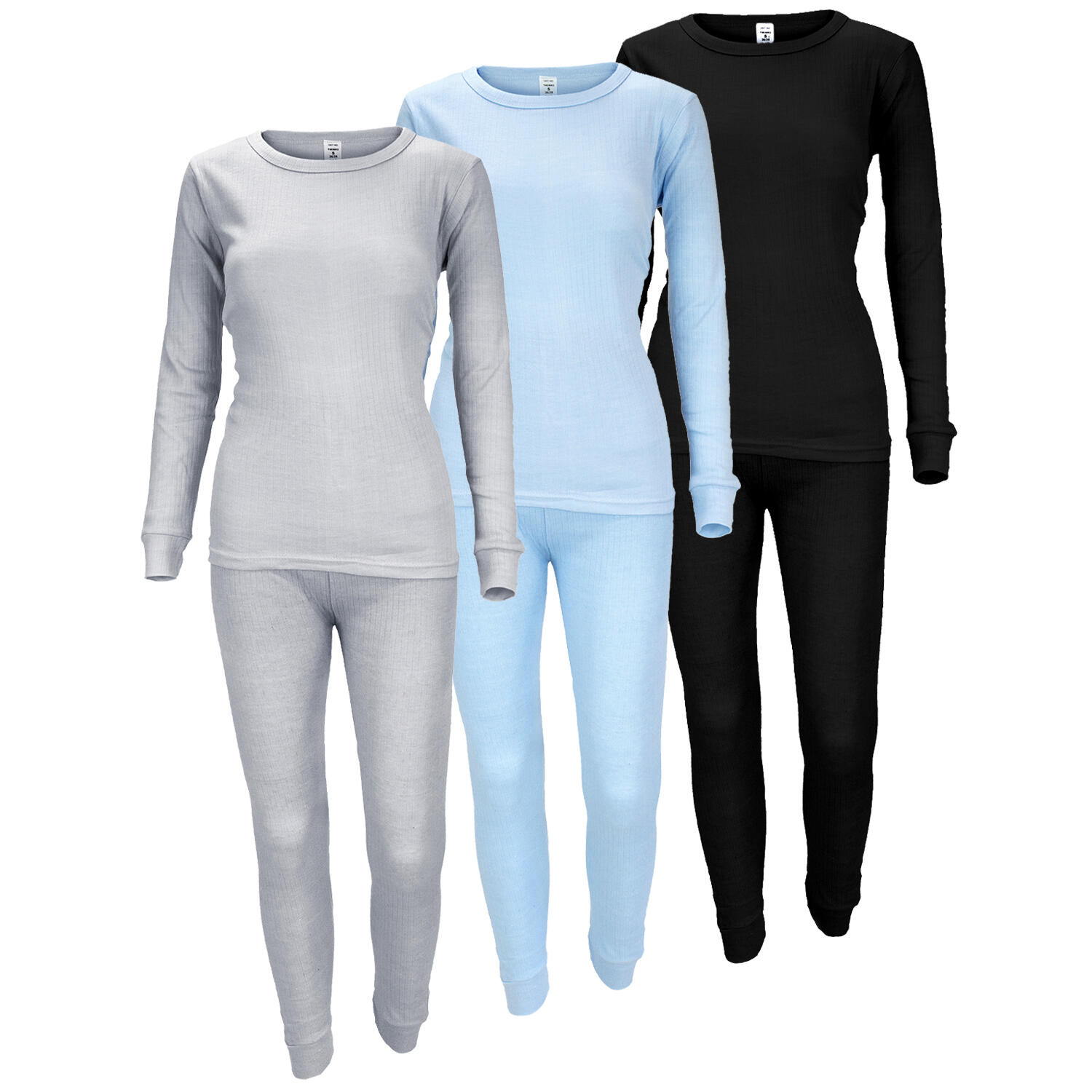 Thermounterwäsche Damen 3er Set | Hemd + Hose | Grau/Hellblau/Schwarz von BLACK SNAKE