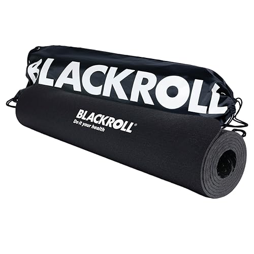 BLACKROLL® MAT (65 x 185 cm), rutschfeste Fitnessmatte für gelenkschonendes Training, Sportmatte mit strukturierter Oberfläche, gedämpfte Gymnastikmatte mit GYMBAG, Made in Germany, Schwarz von BLACKROLL