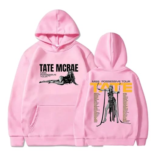 BLAENU Tate McRae Miss Possessive Tour Hoodie Kapuzenpullover 2D Klassischer Druck Pullover Winter-Spaß-Top Lässiger Pullover Neutrale Streetwear Geeignet Für Männer Und Frauen XXS-4XL-Black||XXS von BLAENU