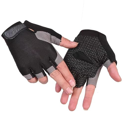 BLAFT Half Finger Cycling Gloves für Männer und Frauen Anti-Rutsch Windproof Comfortable Soft Gloves, Half Finger Walking Gloves, geeignet für Gym Gewichtheben, Radfahren, Krafttraining (Schwarz, S) von BLAFT