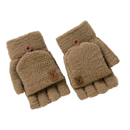 BLAFT Half Finger Gloves, Winter Knitted Half Finger Gloves, Warm Stretchy Soft Delicate Gloves, Suitable for Both Men and Women Lassen Sie Ihre Finger Bewegen (Khaki, 17 * 9) von BLAFT