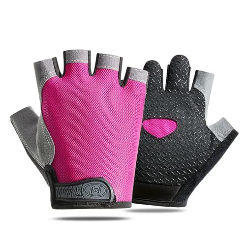 BLAFT Herren- Und Damenhandschuhe FüR Das Fahren Mit Halbem Finger, Outdoor-Sporthandschuhe FüR Das Reiten Auf Dem Motorrad, rutschfeste Anti-Uv-Handschuhe Mit DüNnem Schnitt (Rosa, L) von BLAFT