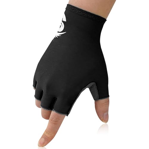 BLAFT Sommer Halbe Finger Handschuhe, Outdoor-Sport Radfahren Sonnenschutz Halbe Finger Handschuhe Atmungsaktiv Anti-Rutsch StoßFest Mountainbike, Sonnenschutz Mesh Atmungsaktiv (Schwarz, S) von BLAFT