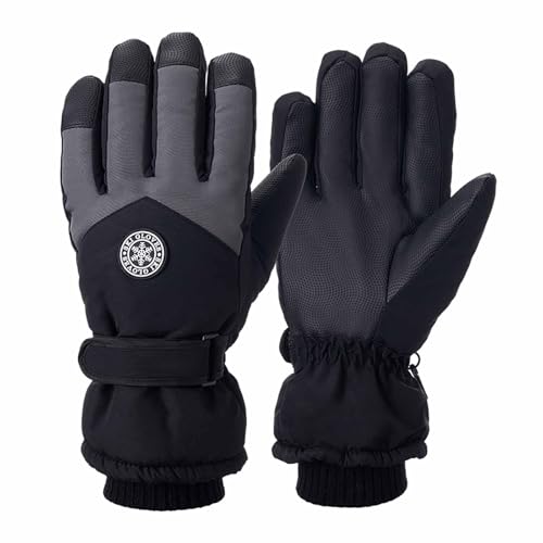 BLAFT Winter Damen Skifahren Warme Volle Finger Handschuhe Fahrrad Comfortable Fleece Weich Atmungsaktiv Glatt Winddicht Kalt Wasserdicht Touchscreen-FüNf Finger Rennrad Handschuhe (Grau, L) von BLAFT