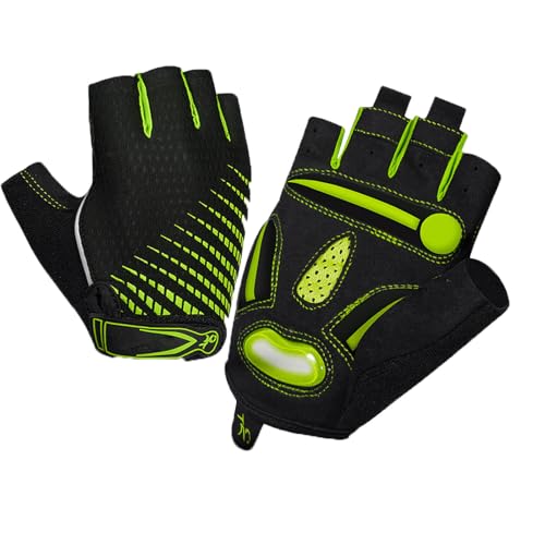 Halbfinger-Handschuhe FüR Damen Und Herren, rutschfest, StoßDäMpfend, Winddicht, Bequem Und Atmungsaktiv, Touchscreen-Handschuhe, Outdoor-Sport-Handschuhe (Gelb, S) von BLAFT