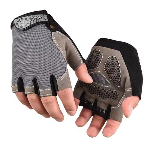 Half Finger Cycling Gloves für Männer und Frauen Anti-Rutsch Windproof Comfortable Soft Gloves, Half Finger Walking Gloves, geeignet für Gym Gewichtheben, Radfahren, Krafttraining (Schwarz Grau, L) von BLAFT