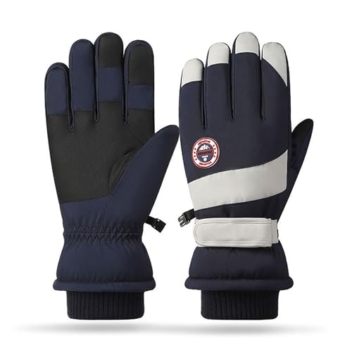 Winter warm Ski MTB Handschuhe Herren Männer und Frauen Touchscreen wasserdicht Anti-Rutsch Winddicht gepolstert Baumwolle sperren Temperatur reithandschuhe Damen kann Wandern Reisen (Grün Blau, XL) von BLAFT