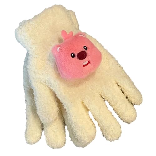 BLAFT Coral Velvet reithandschuhe Damen Cute Little Beaver und Winter regenhandschuhe Motorrad Ladies Full Finger Velvet Soft Breathable not stuffy Windproof and coldproof Gloves can be Used for cycl von BLAFT