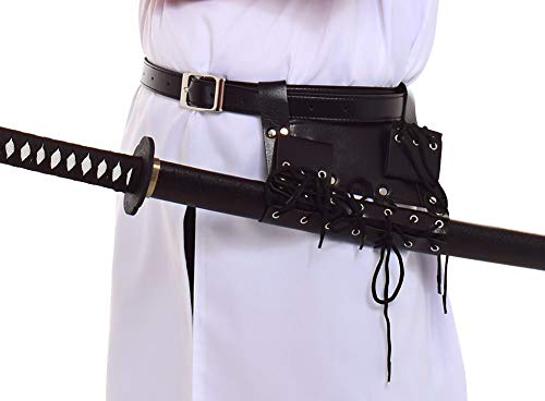 BLESSUME Retro Schwert Gürtel Verstellbaren Frosch, Gürtel für 2 Schwerter (Schwarz 1) von BLESSUME