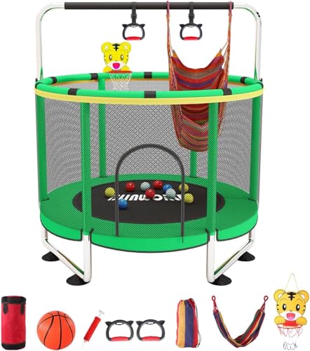 Trampolin für Kinder, verstellbares Baby-/Kleinkindtrampolin mit Basketballkorb, 200 kg tragfähiges Indoor-/Outdoor-Kleinkindtrampolin mit Umzäunung (grün) Trampolin für Kinder, verstellbares Baby-/Kleinkindtrampolin mit Basketballkorb, 200 kg tragfähiges Indoor-/Outdoor-Kleinkindtrampolin mit Umzäunung (grün) von BLINWORLD