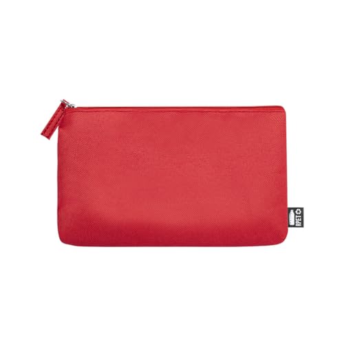 Kleine Make-up-Tasche, 100 % RPET für Damen, Reißverschluss und passender Griff, Kosmetiktasche, Reise-Make-up-Tasche, rot von BLUECHOLON