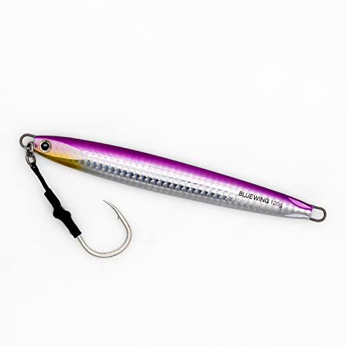 BLUEWING Speed Vertical Jigging, Offshore Vertical Jig Deep Sea Jigging Lures, Salzwasser Jigs Angelköder für Thunfisch, Lachs, Snapper Kingfish, Rosa/Silber, 200 g von BLUEWING