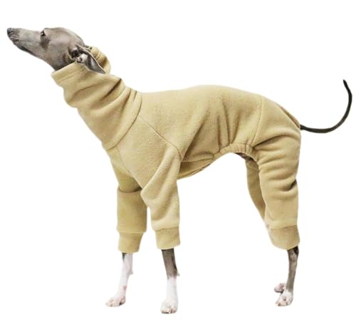 Hundebekleidung Hundemantel Fleece Whippet Hunde Fleece Pullover Mit Beinen, Winddichte Rollkragen Hunde Fleece Jacke, Winter Hundeschlafanzug Für Kleine Mittlere Große Hunde M von BLUEZY