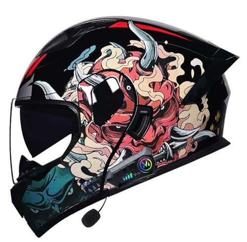 Klapphelm Mit Bluetooth, Modularer Motorradhelm Mit Doppelvisier, ECE Zertifiziert, Integralhelm Mit Mikrofon Rollerhelm Mofa Helm Helmet Motorcycle Für Erwachsene Frauen Männer B,XXL von BLUEZY