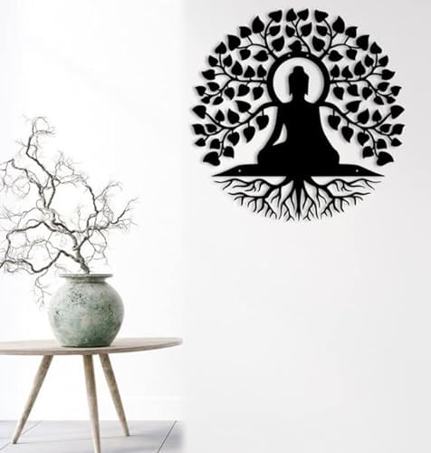 Metall Baum des Lebens Wanddekoration, Buddha Figur Groß, Lebensbaum Wanddeko Metall-Mandala-Wandkunst-Dekor, Yoga-Studio-Skulptur Wohnzimmer Wanddeko Wandkunst Schlafzimmer 50cm Metall Baum des Lebens Wanddekoration, Buddha Figur Groß, Lebensbaum Wanddeko Metall-Mandala-Wandkunst-Dekor, Yoga-Studio-Skulptur Wohnzimmer Wanddeko Wandkunst Schlafzimmer 50cm von BLUEZY