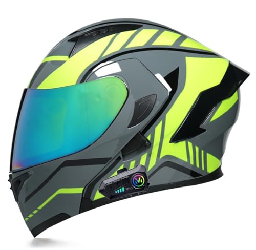 Motorradhelm für Herren mit Bluetooth Klapphelm Motorrad, Modularer Helm Scoot and Ride Helm rollerhelm ECE Zertifiziert Integralhelm, Mit Eingebautem Mikrofon für Automatische Reaktion A17,L von BLUEZY