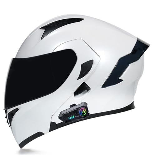 Motorradhelm für Herren mit Bluetooth Klapphelm Motorrad, Modularer Helm Scoot and Ride Helm rollerhelm ECE Zertifiziert Integralhelm, Mit Eingebautem Mikrofon für Automatische Reaktion A19,L von BLUEZY