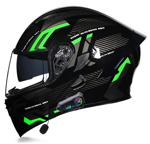 Motorradhelm für Herren mit Bluetooth Klapphelm Motorrad, Modularer Helm Scoot and Ride Helm rollerhelm ECE Zertifiziert Integralhelm, Mit Eingebautem Mikrofon für Automatische Reaktion A2,M von BLUEZY