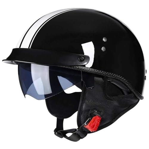 Retro Motorrad Halbhelme Motorradhelm Für Herren Und Damen DOT/ECE-Zertifizierung Jethelm Deutsche Jethelm, Scoot and Ride Helm Rollerhelm Halbschalenhelm Mofa Helm A,XL von BLUEZY