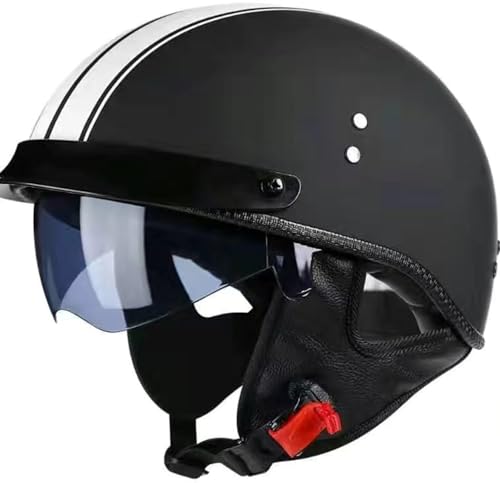 Retro Motorrad Halbhelme Motorradhelm Für Herren Und Damen DOT/ECE-Zertifizierung Jethelm Deutsche Jethelm, Scoot and Ride Helm Rollerhelm Halbschalenhelm Mofa Helm B,M von BLUEZY