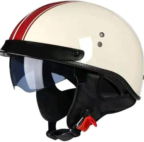 Retro Motorrad Halbhelme Motorradhelm Für Herren Und Damen DOT/ECE-Zertifizierung Jethelm Deutsche Jethelm, Scoot and Ride Helm Rollerhelm Halbschalenhelm Mofa Helm C,L von BLUEZY