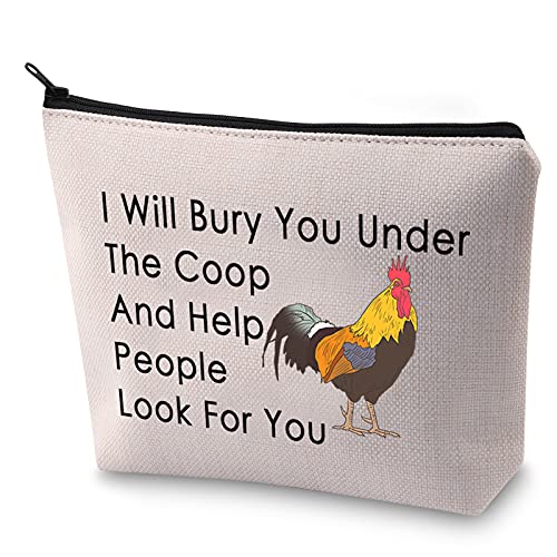 BLUPARK Lustiges Huhn-Geschenk Hühner-Liebhaber Make-up-Tasche I Will Bury You Under The Coop Kosmetiktasche für Hühner-Mom Lady, I Will Bury You, von BLUPARK