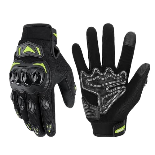 BLacOh Motorradhandschuhe Herren Sommer Moto Handschuhe Touchscreen Sport Motorrad Schutz MTB Guantes Handschuhe for Männer Frauen Schwarz Motorradhandschuhe Damen (Color : Green, Size : XL) von BLacOh