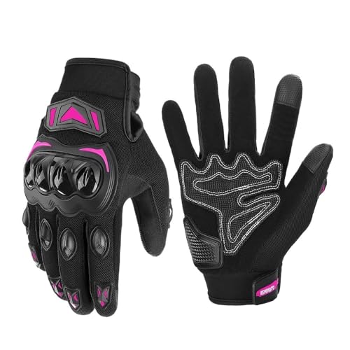 BLacOh Motorradhandschuhe Herren Sommer Moto Handschuhe Touchscreen Sport Motorrad Schutz MTB Guantes Handschuhe for Männer Frauen Schwarz Motorradhandschuhe Damen (Color : Pink, Size : L) von BLacOh