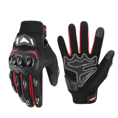 BLacOh Motorradhandschuhe Herren Sommer Moto Handschuhe Touchscreen Sport Motorrad Schutz MTB Guantes Handschuhe for Männer Frauen Schwarz Motorradhandschuhe Damen (Color : Red, Size : M) von BLacOh