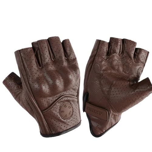 Motorradhandschuhe Herren Echte Ziegenleder Motorrad Handschuhe Motocross Fingerlose Handschuhe Halbfinger Sommer Retro Vintage Racing Männer Frauen Motorradhandschuhe Damen (Color : with Hole Brown Motorradhandschuhe Herren Echte Ziegenleder Motorrad Handschuhe Motocross Fingerlose Handschuhe Halbfinger Sommer Retro Vintage Racing Männer Frauen Motorradhandschuhe Damen (Color : with Hole Brown von BLacOh