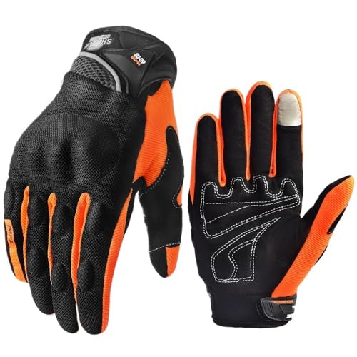 Motorradhandschuhe Herren Sommer Atmungsaktive Fahrradhandschuhe for Motorrad Motocross Racing Schutzhandschuhe Moto Radfahren Fahrrad MTB Roller Handschuh Motorradhandschuhe Damen ( Color : Orange , von BLacOh