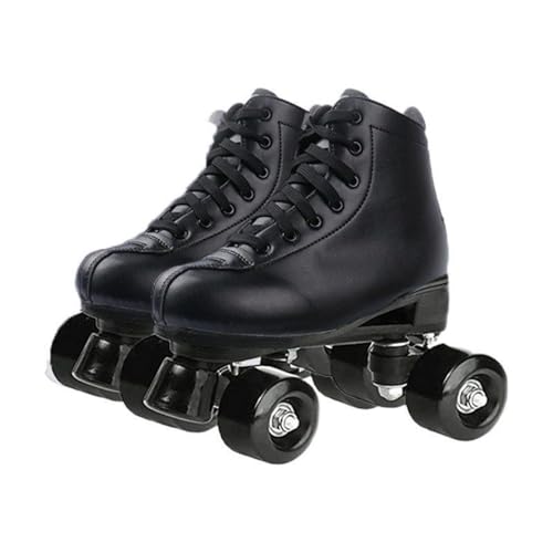 BMOZRM Doppelreihe Rollschuhe Damen Und Männer Schick Rollschuhe Vier Räder Rollerskates Draussen Sport Roll Schuhe for Erwachsene (Color : Black+Black Wheel, Size : 44 EU) von BMOZRM