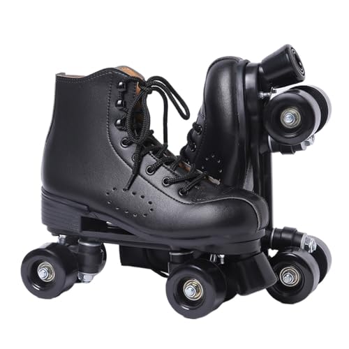 BMOZRM Doppelreihe Rollschuhe Damen Und Männer Vier Räder Rollerskates for Erwachsene Schnalle Blitz Geschwindigkeit Roll Schuhe for Drinnen Draussen (Color : Black+Black Wheel, Size : 45 EU) von BMOZRM