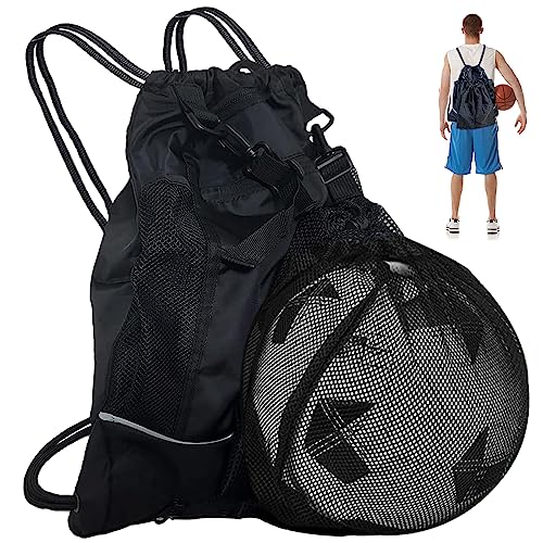 BNGXR Fußballtasche für Jugendliche, Große Kapazität Fußball Rucksack Turnbeutel Drawstring mit Ball-Mesh-Tasche Sport Fußball Tasche Ballnetz mit Aufbewahrung für Basketball Volleyball von BNGXR