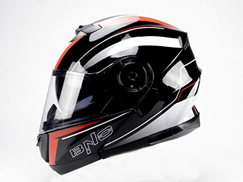 BNO Flip-2 Flup Up Helm Klapphelm Madular Helm (XL, Rot Schwarz) von BNO