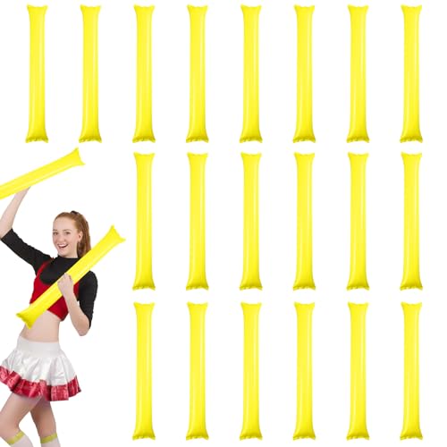 20 aufblasbare Stäbe aus Kunststoff, Cheerleading Sticks, aufblasbar, Fördersticks, Jubelstöcke für Animation und Sportveranstaltungen (gelb) von BNOYONERAS